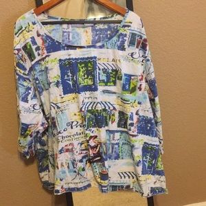 Cotton, colorful with sequins shirt plus size